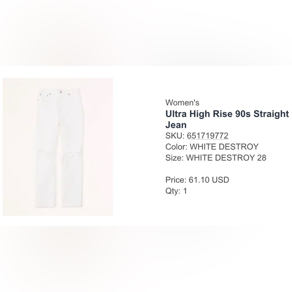 Abercrombie Ultra High Rise 90s Straight Leg Jean